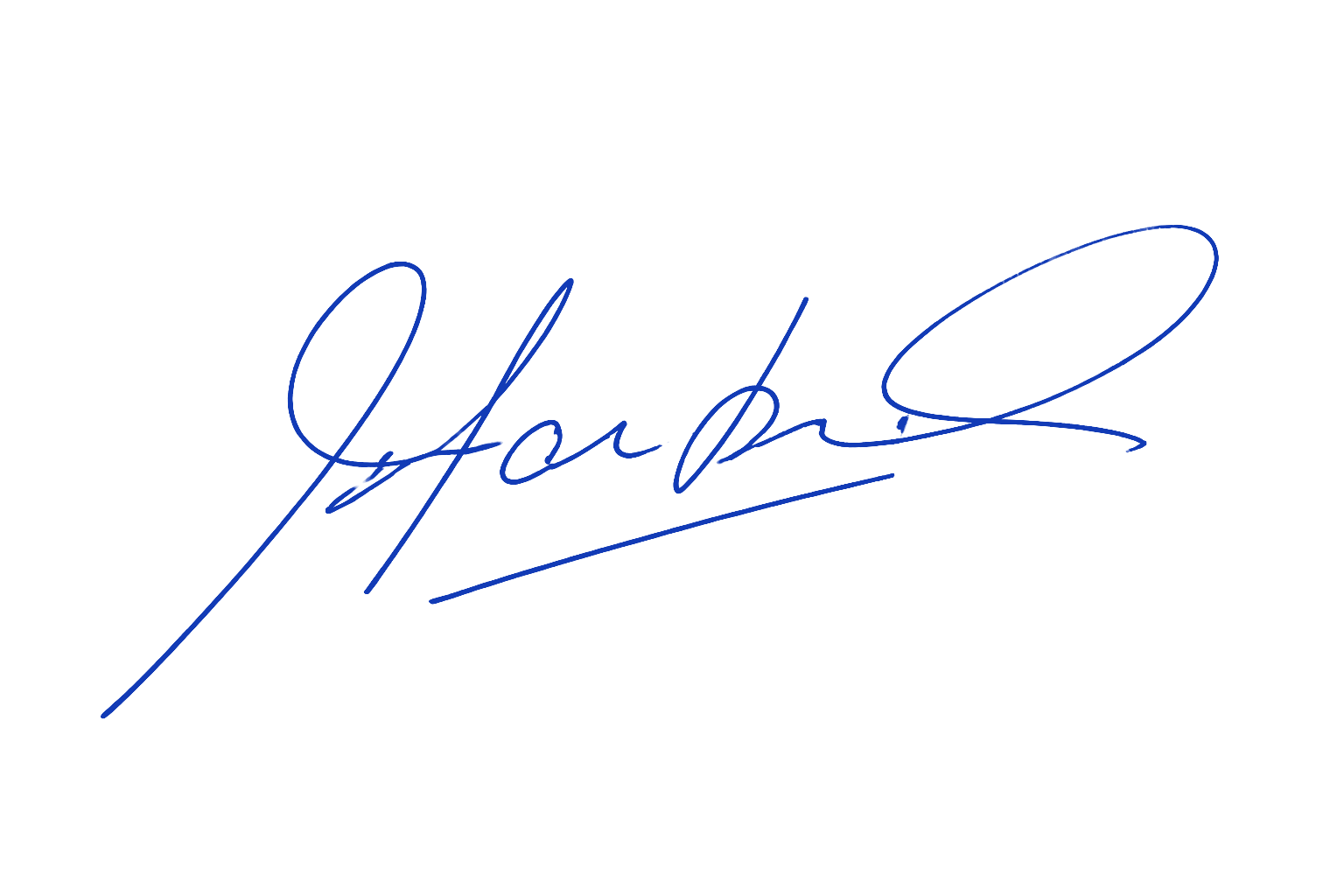 Blue ink handwritten signature on a transparent background